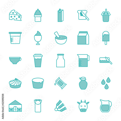 Isolated dairy dou color style icon set vector design