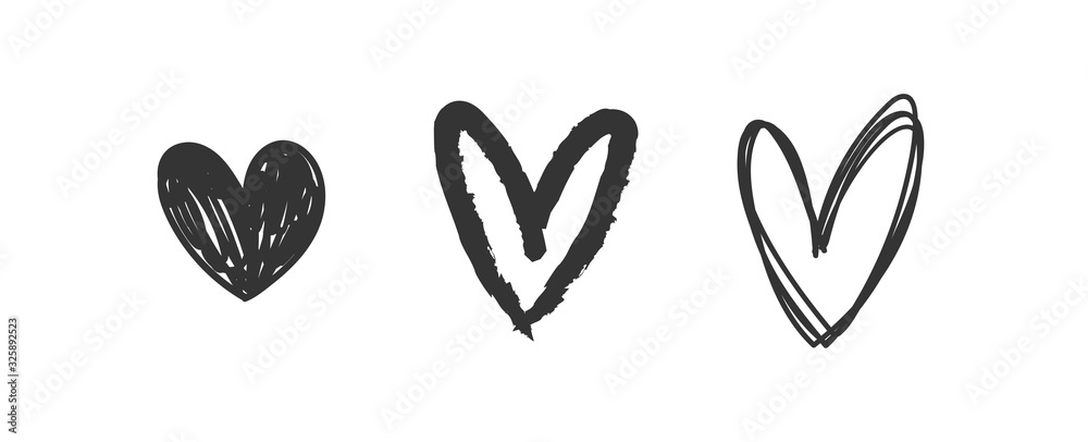 Heart doodles set. Hand drawn hearts collection. Romance and love illustrations. Heart doodles set. Hand drawn hearts collection. Romance and love illustrations.