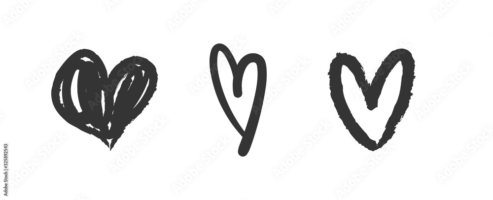 Heart doodles set. Hand drawn hearts collection. Romance and love illustrations. Heart doodles set. Hand drawn hearts collection. Romance and love illustrations.