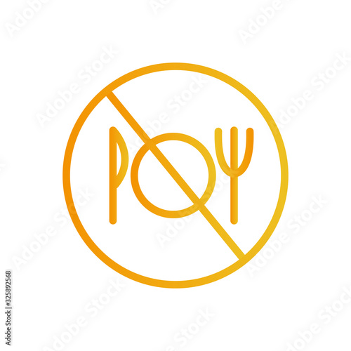 Isolated forbidden plate and cultery gradient style icon vector design