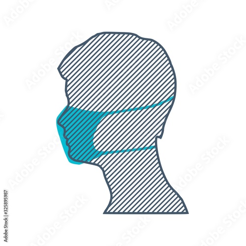 Abstract icon of man wearing a medical mask