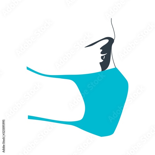 Abstract icon of woman wearing a medical mask