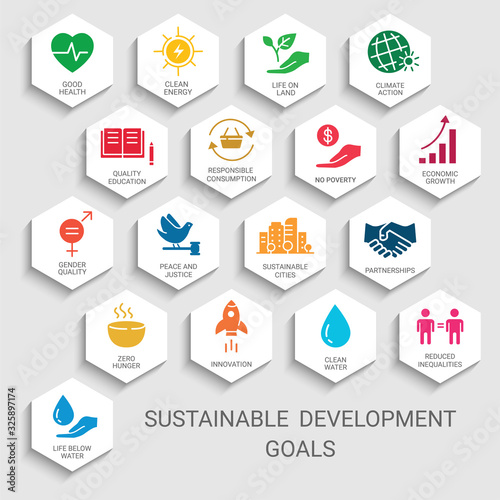 Icons Set .Sustainable Development Goals. 