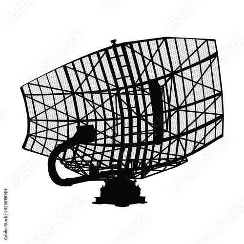 Military radar silhouette vector, technology