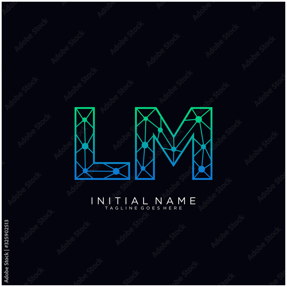 Letter LM abstract line art logo template. Letter LM abstract line art logo template.