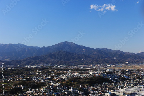  湘南アルプス 湘南平からの眺望 秦野の町と丹沢大山