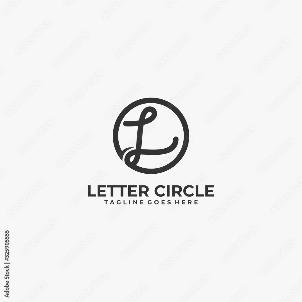 Vector Logo Illustration Abstract Letter L With Circle Silhouette Style