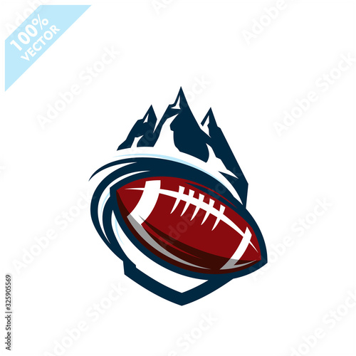 Football rugby mountain team sport logo. Scalable and editable vector.