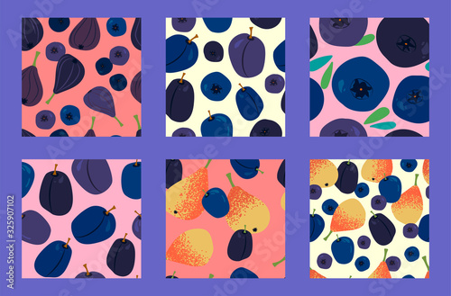 six fruit seamless patterns