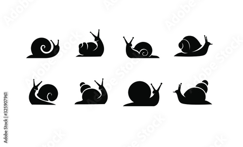 collection of snail silhouette  logo icon designs vector