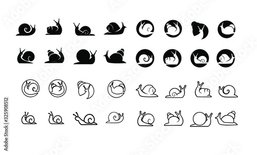 collection of snail silhouette  logo icon designs vector photo