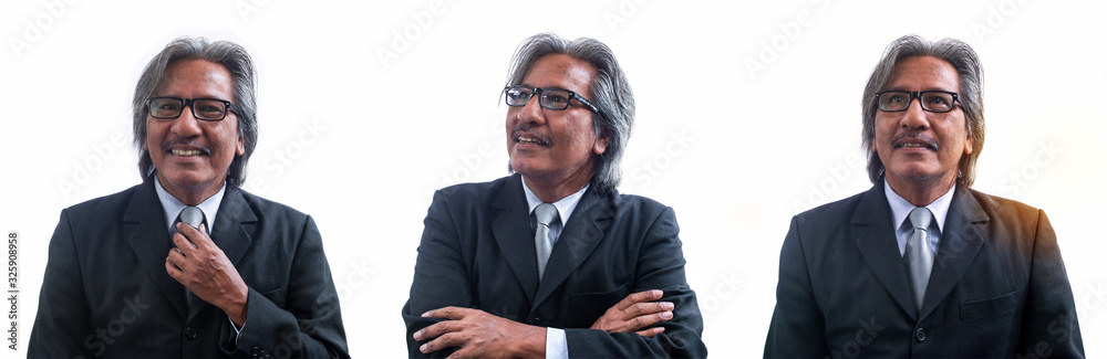 Elderly business man portrait against white background, portrait of happy businessman Elderly business man portrait against white background, portrait of happy businessman