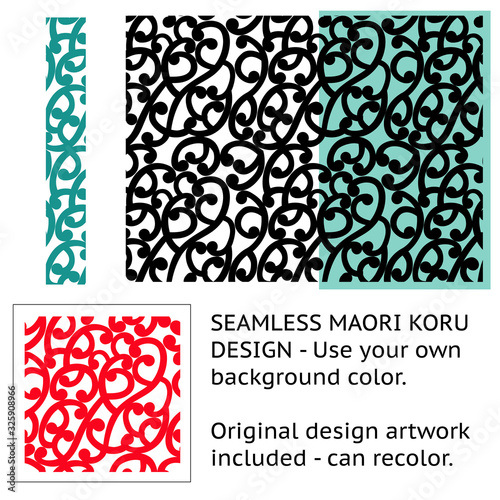 Canvastavla Stylised Maori Koru Seamless background Pattern