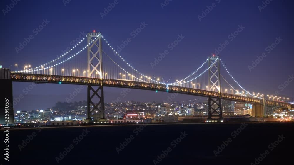 San Francisco Bay Bridge from Treasure Island Time Lapse Night Traffic California USA San Francisco Bay Bridge from Treasure Island Time Lapse Night Traffic California USA