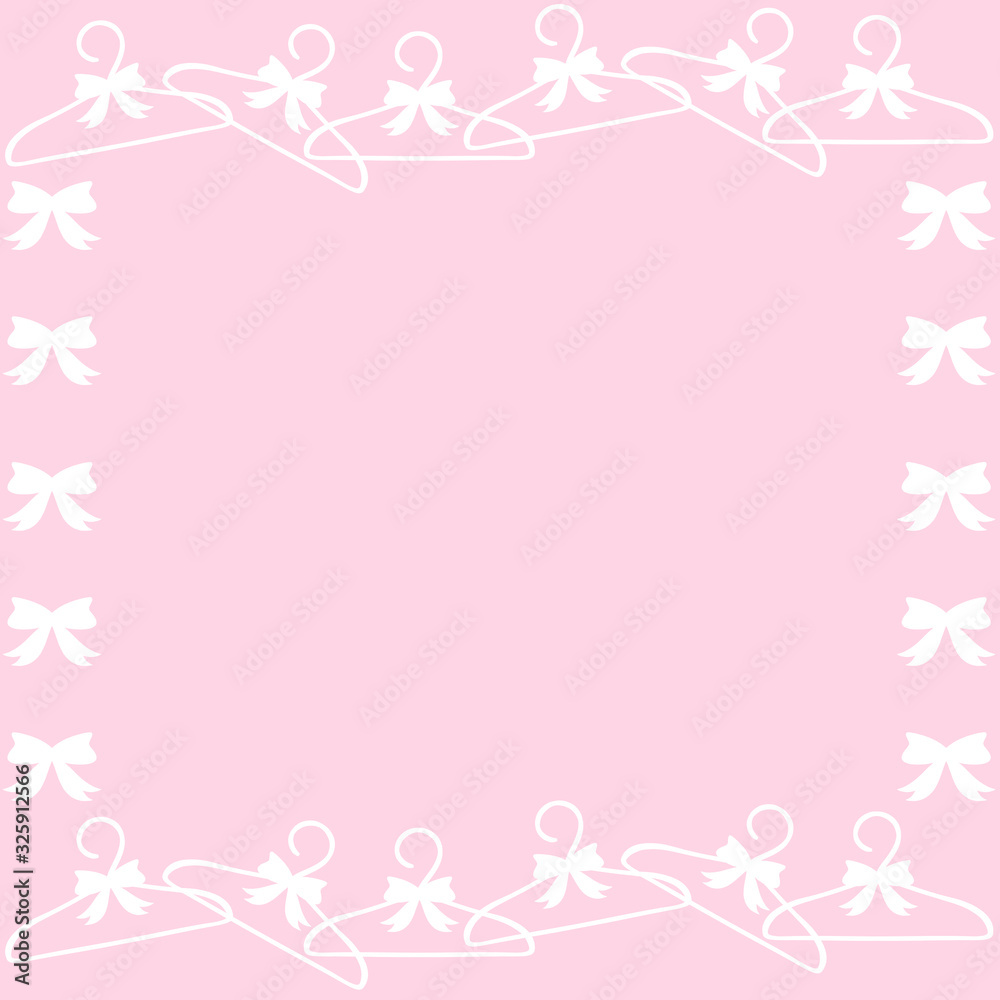 リボン付きハンガーフレーム　正方形　ピンク