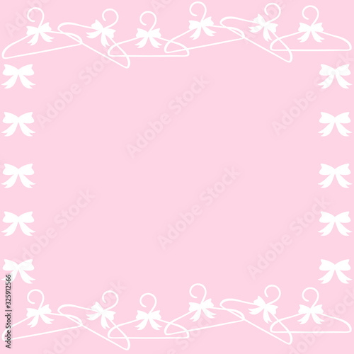 リボン付きハンガーフレーム　正方形　ピンク © ベルベットR