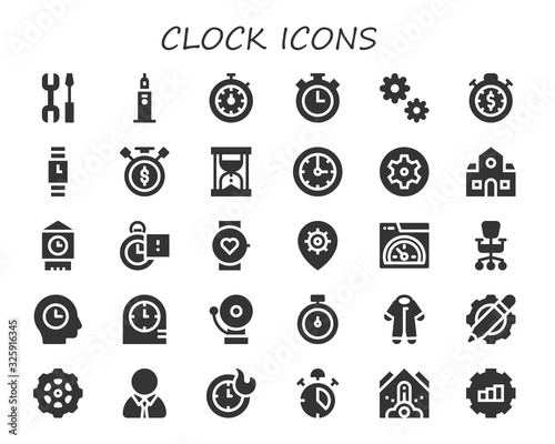 Modern Simple Set of clock Vector filled Icons
