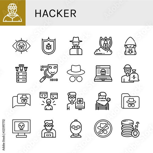 hacker simple icons set