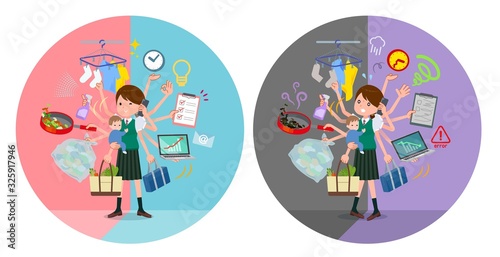 flat type school girl green vest summer_mulch task switch
