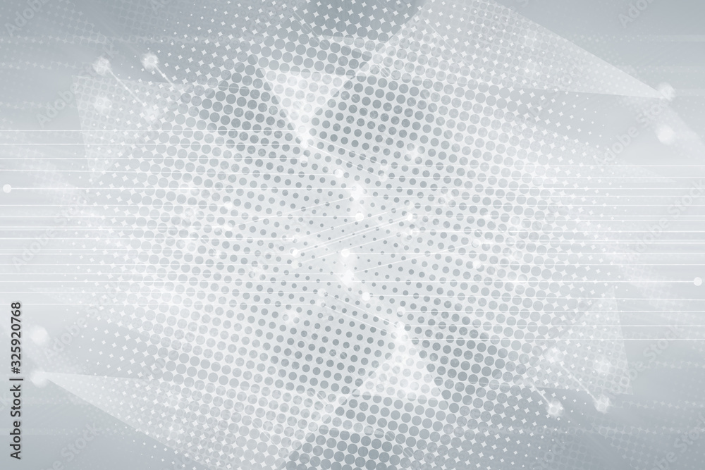 Gray halftone pattern with white line motion and network connection backdrop wallpaper. Clean Grey geometric background.