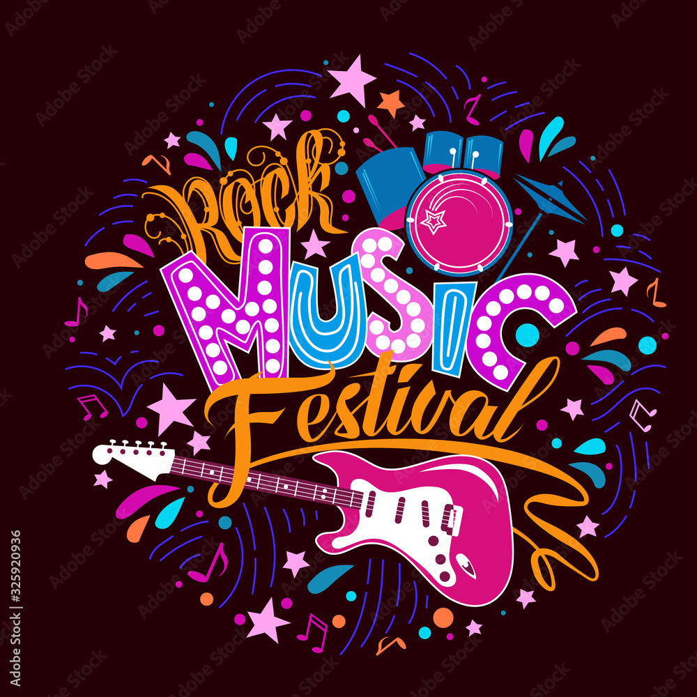 vector-poster-for-rock-music-festival-lettering-stock-vector-adobe-stock