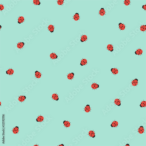 Ladybug seamless pattern, abstract texture, vector illustration. 