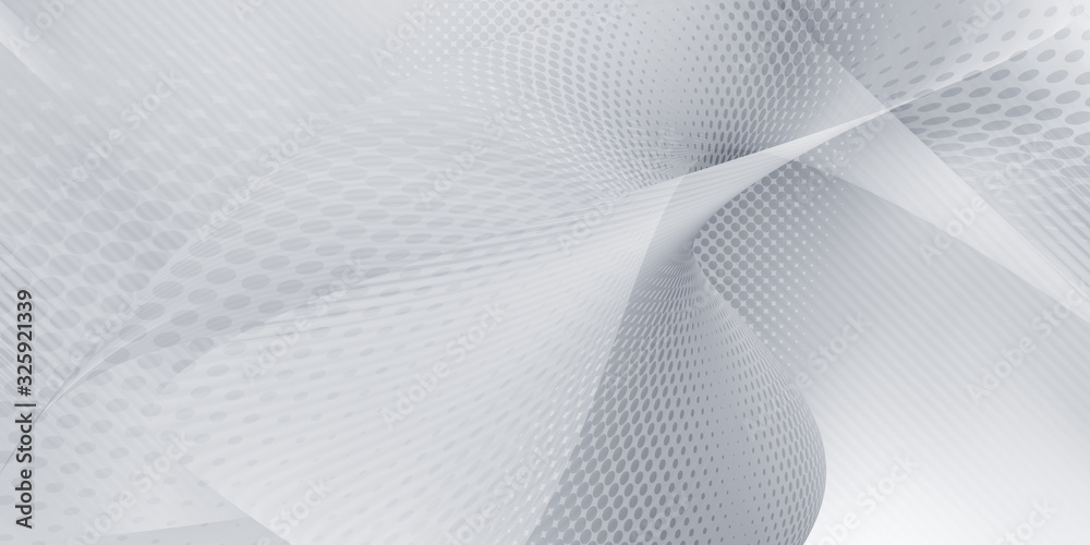 Fototapeta premium Gray halftone pattern with white line motion backdrop wallpaper. Clean Grey geometric background.