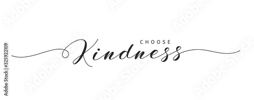 Choose Kindness hand drawn brush lettering. Elegant calligraphic text isolated on white. Inspirational and positive quote for World Kindness Day and relationship.