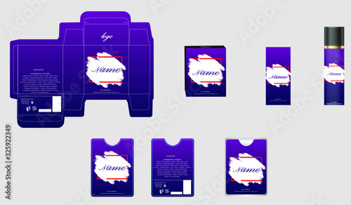 Packaging design, luxury perfume box,  pocket perfume and deo design template and mock up box. Illustration vector.