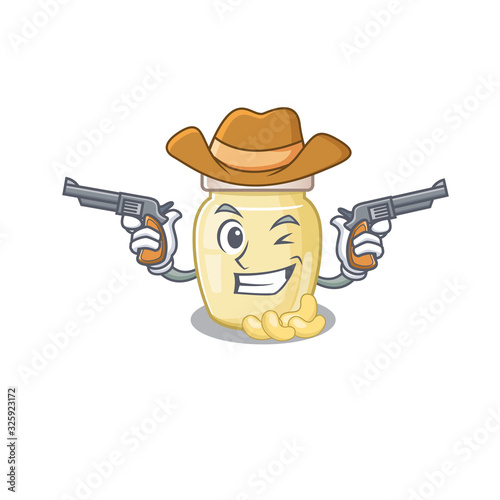 Cashew butter Cowboy cartoon concept having guns