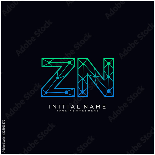 Letter ZN abstract line art logo template.