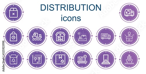 Editable 14 distribution icons for web and mobile