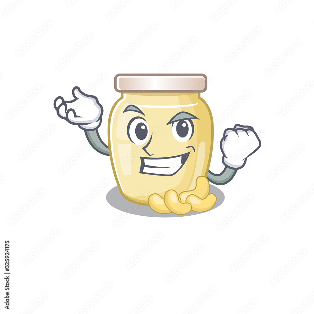 cool confident Successful cashew butter cartoon character style cool confident Successful cashew butter cartoon character style