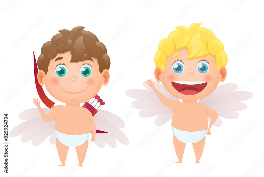 vector set of cupids of angels for valentines day vector set of cupids of angels for valentines day