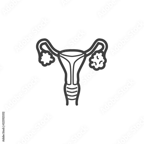 Ovarian cancer line icon. linear style sign for mobile concept and web design. Oncology ovarian cancer outline vector icon. Symbol, logo illustration. Vector graphics
