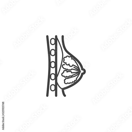 Breast cancer line icon. linear style sign for mobile concept and web design. Female breast cancer outline vector icon. Symbol, logo illustration. Vector graphics