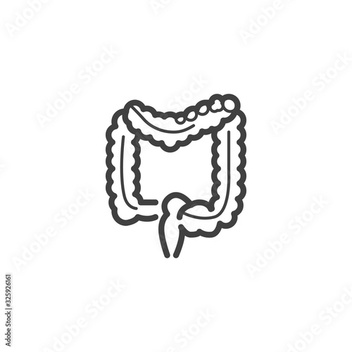 Colon cancer line icon. linear style sign for mobile concept and web design. Large intestine cancer outline vector icon. Symbol, logo illustration. Vector graphics
