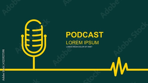 The microphone icon in a fashionable flat style . Logo, application, user interface. Podcast radio icon.vector design photo