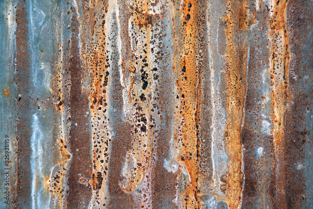 Old zinc sheets texture background, rusty on galvanized metal surface..