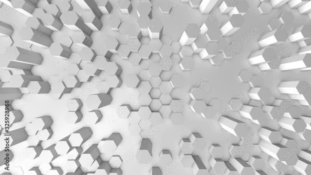 The camera watches from above the movement of long hexagons. Seamless loop. The camera watches from above the movement of long hexagons. Seamless loop.
