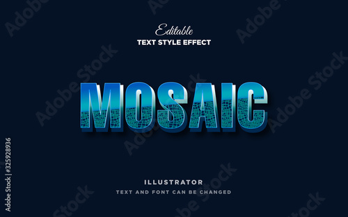 blue mosaic modern text style effect Premium Vector