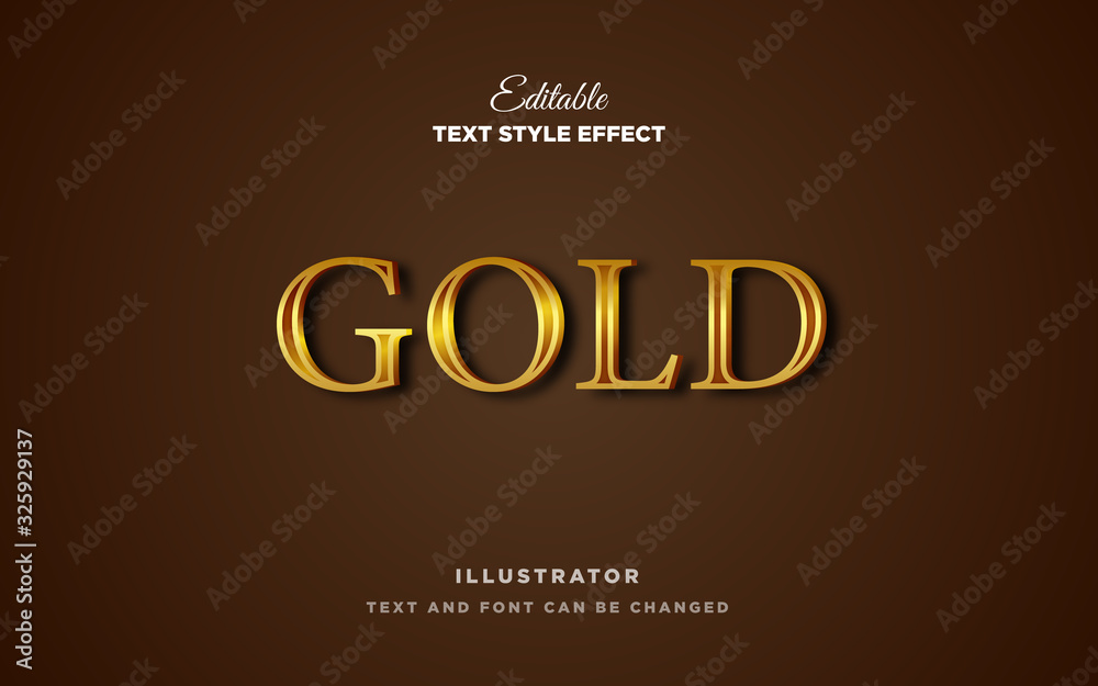 Gold metal text style effect Premium Vector