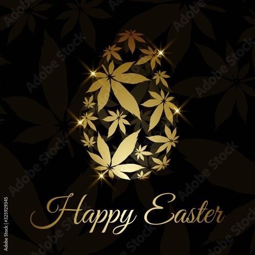 Easter egg with marijuana  leaves vector illustration