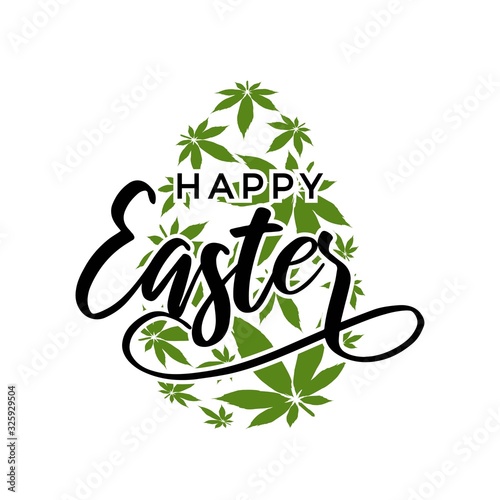 Easter egg with marijuana  leaves vector illustration
