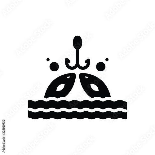 Black solid icon for fishing  