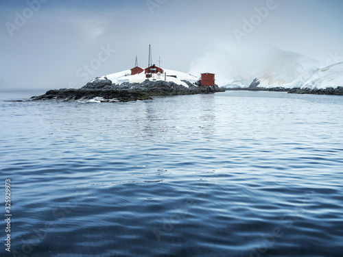 sea view to Argentinian polar station in Antarctica © sergejson