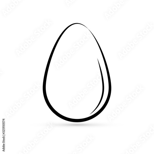 Fototapeta Doodle egg icon isolated on white. Kids hand drawing art line. Outline egg. Stetch food. Coloring vector stock illustration
