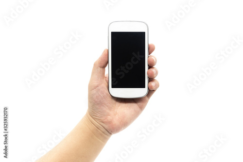 Wallpaper Mural hand holding smart phone isolated on white Torontodigital.ca