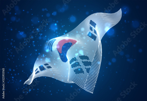 Vector bright glowing country flag of abstract dots. Korea