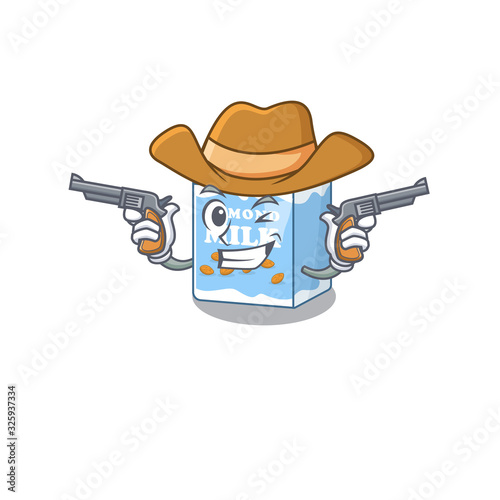 Almond milk Cowboy cartoon concept having guns